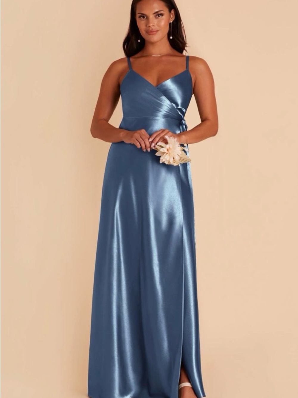 Birdy Grey Cindy Shiny Satin Dress in Twilight Blue